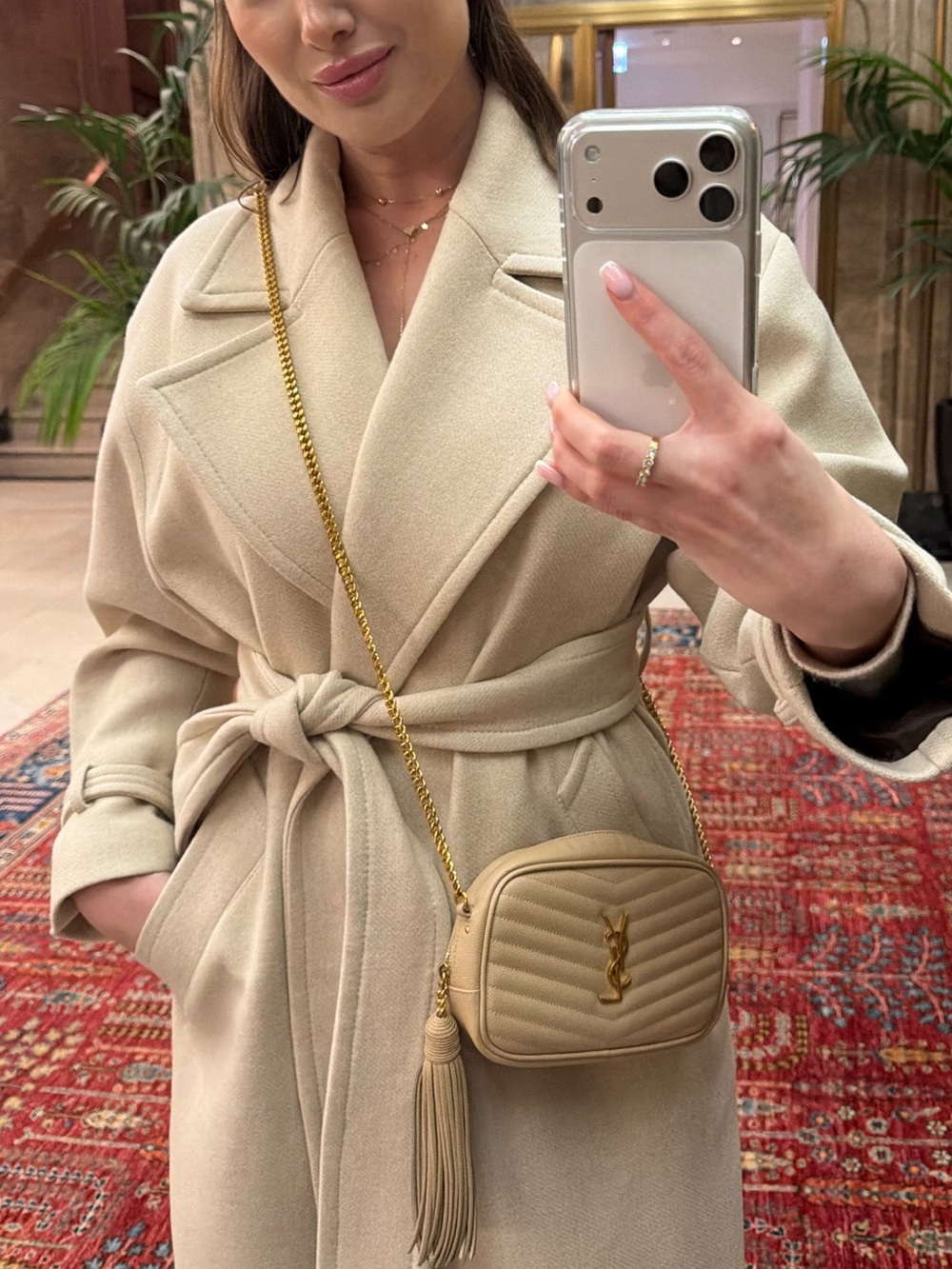 MANGO 100% Wool Belted Coat – Cream Beige – Size M - Picture 3 of 8